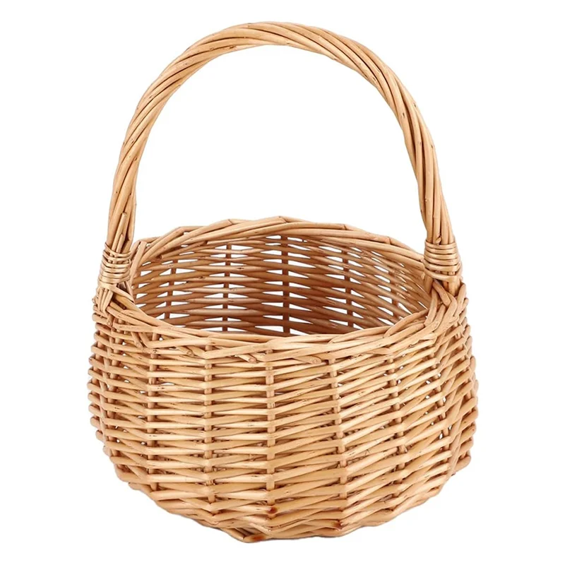 

Wicker Picnic Basket With Handle,Willow Flower Girl Basket For Weddings,Garden And Home Decor -Wicker Storage Basketab13