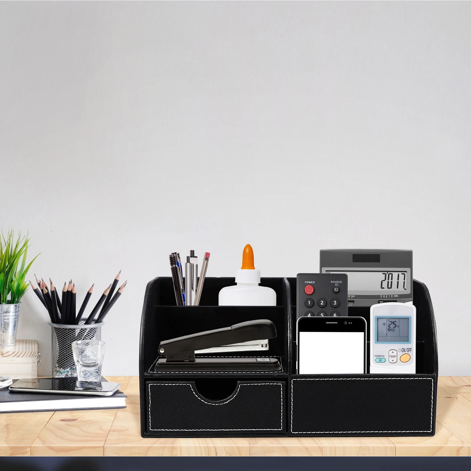 

PU Holder Stationery Box Pencil Storage Organizer Office Pen Holder School Supplies Desk Item Container