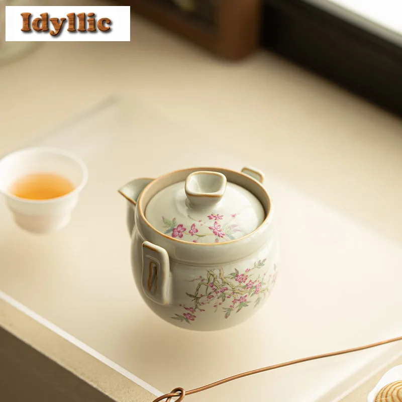 160 مللي رو فرن زهر الخوخ اليد انتزاع إبريق الشاي المساعد على التحلل الشاي القديم وعاء صنع الشاي غلاية مع فلتر Puer Teaware لوازم الحرفية #4