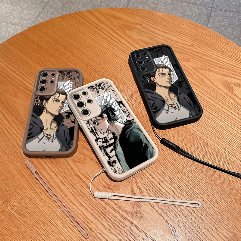 Attack on Titan Eren Jäger For Samsung Galaxy S24 S23 S22 S21 S20 FE Note 20 Ultra Plus Eyes Ladder Rope Soft Cover Phone Case