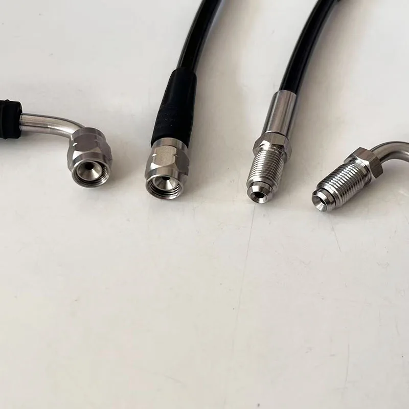 Black AN3 PTFE Brake Hose with Stainless Fittings Female M10x1 90° Universal Clutch Oil Pipe Motorcycle Racing Cars Front Rear