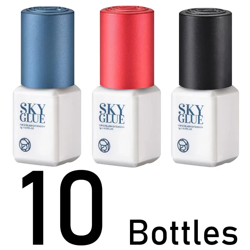 10 Bottles SKY Glue For Eyelash Extension Supplies Korea 5ml Black Red Blue Cap Beauty Health Shop Makeup Tools Adhesive White