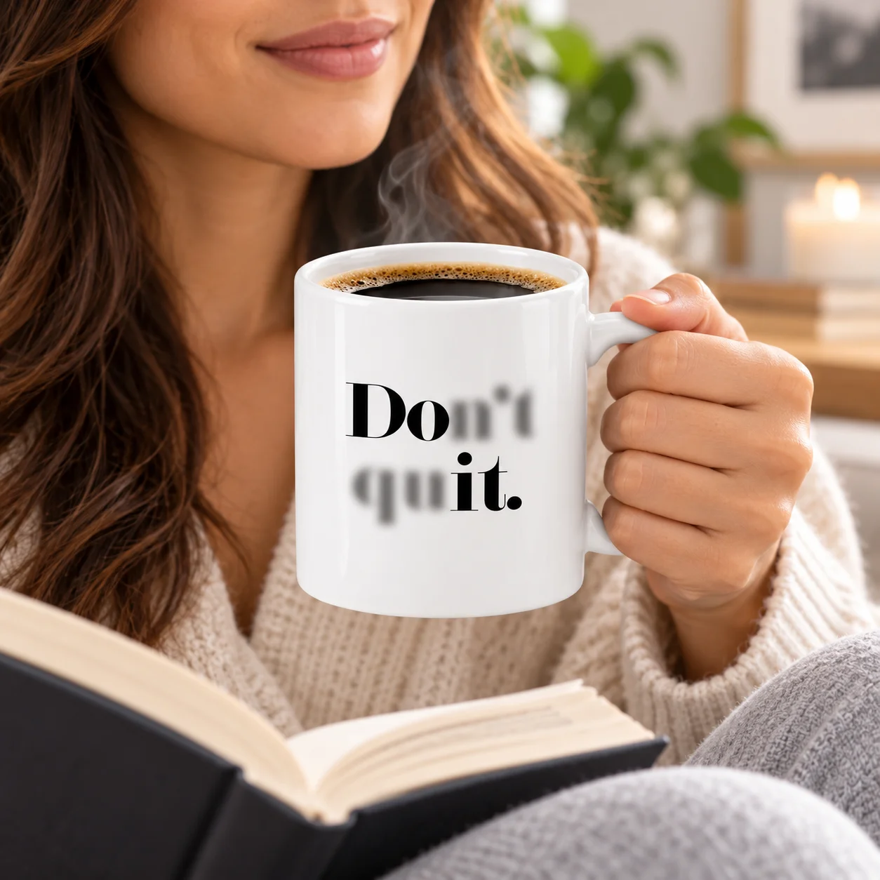 1pc Motivational Themed Sublimation Ceramic Coffee Mug, “Don’t Quit Do It” Optical Illusion Quote Pattern Cup, Unique Encouragem