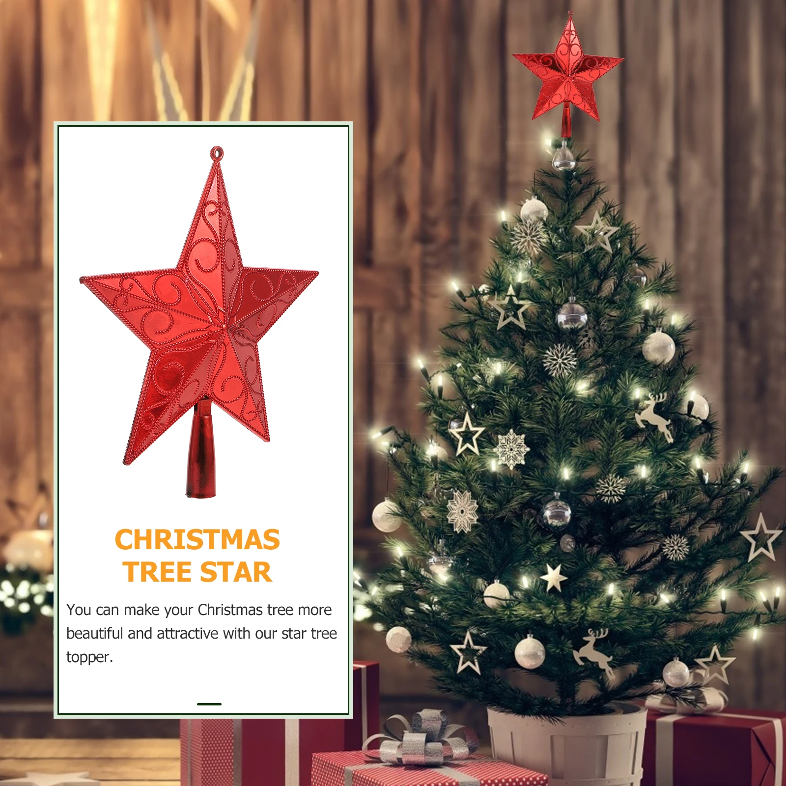 

1Pcs Christmas Tree Topper Star 3D Five-Pointed Star Xmas Tree Decoration Holiday Ornament Christmas Decoration