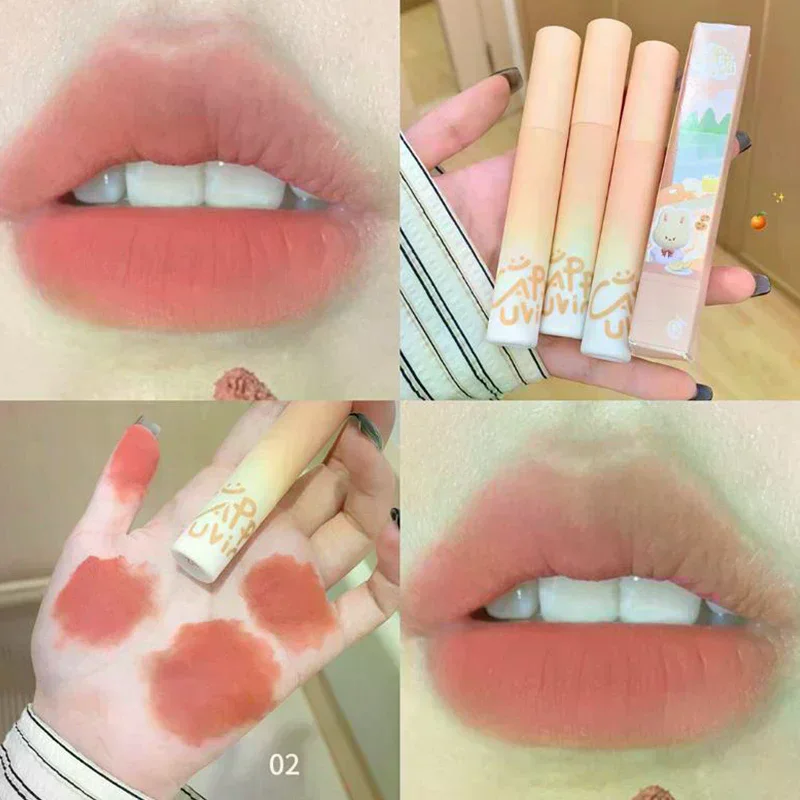 كابوفيني اليقطين المشمش الشفاه الطين المخملية كريم الشفاه ماتي الملمس أحمر الشفاه تراكب قاعدة اللون الوردي البرتقالي ملمع الشفاه تينت مستحضرات التجميل