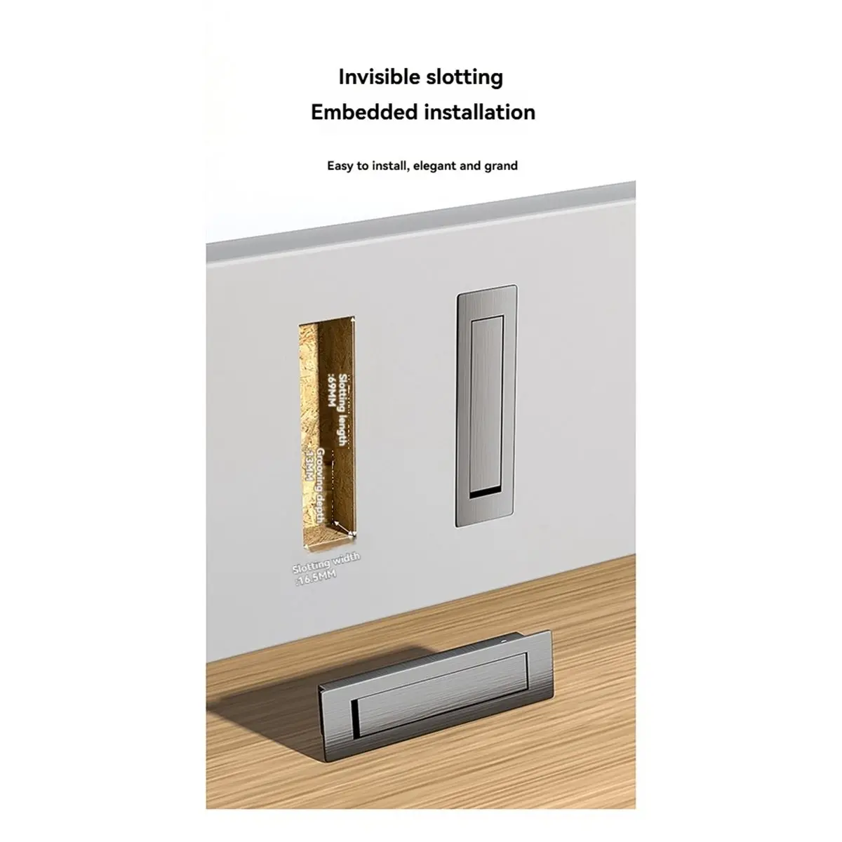 ABFW Pocket Door Handles and Edge Pull Matte , Handles Hardware ,Recessed Finger Flush Pulls 3pcs Black