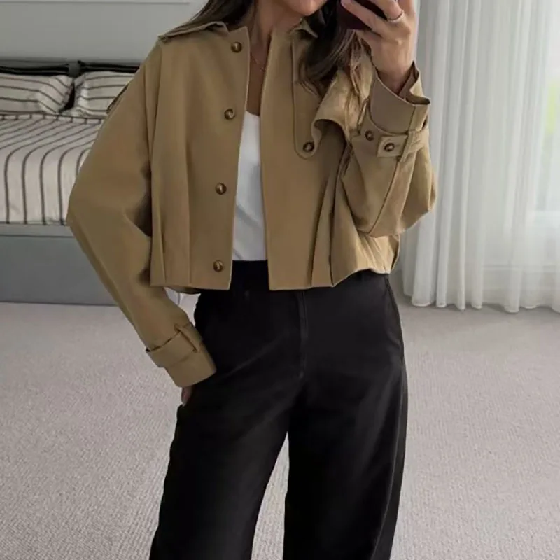 Women's pleated short coat, fashionable and casual versatile jacket top, high-quality business coat, 2026 new style, Y2K style