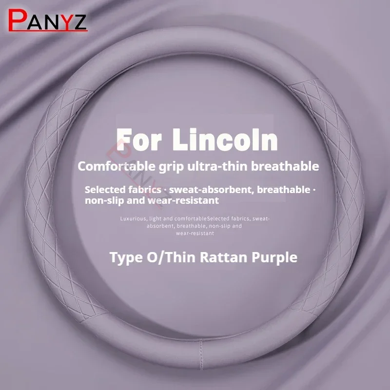 Car Steering Wheel Cover Breathable Anti Slip PU Leather Universal For Lincoln Nautilus  Corsair  MKX MKS