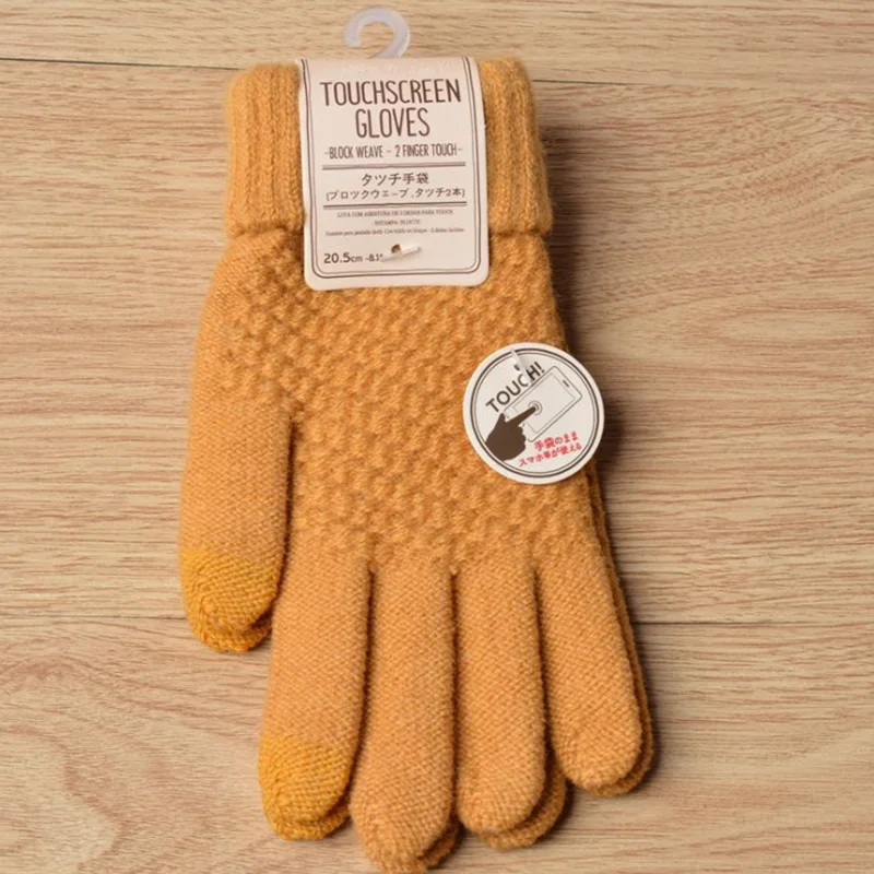 Winter Touch Screen Gloves Women Men Warm Stretch Knit Mittens Imitation Wool Full Finger Guantes Female Crochet Luvas Thicken