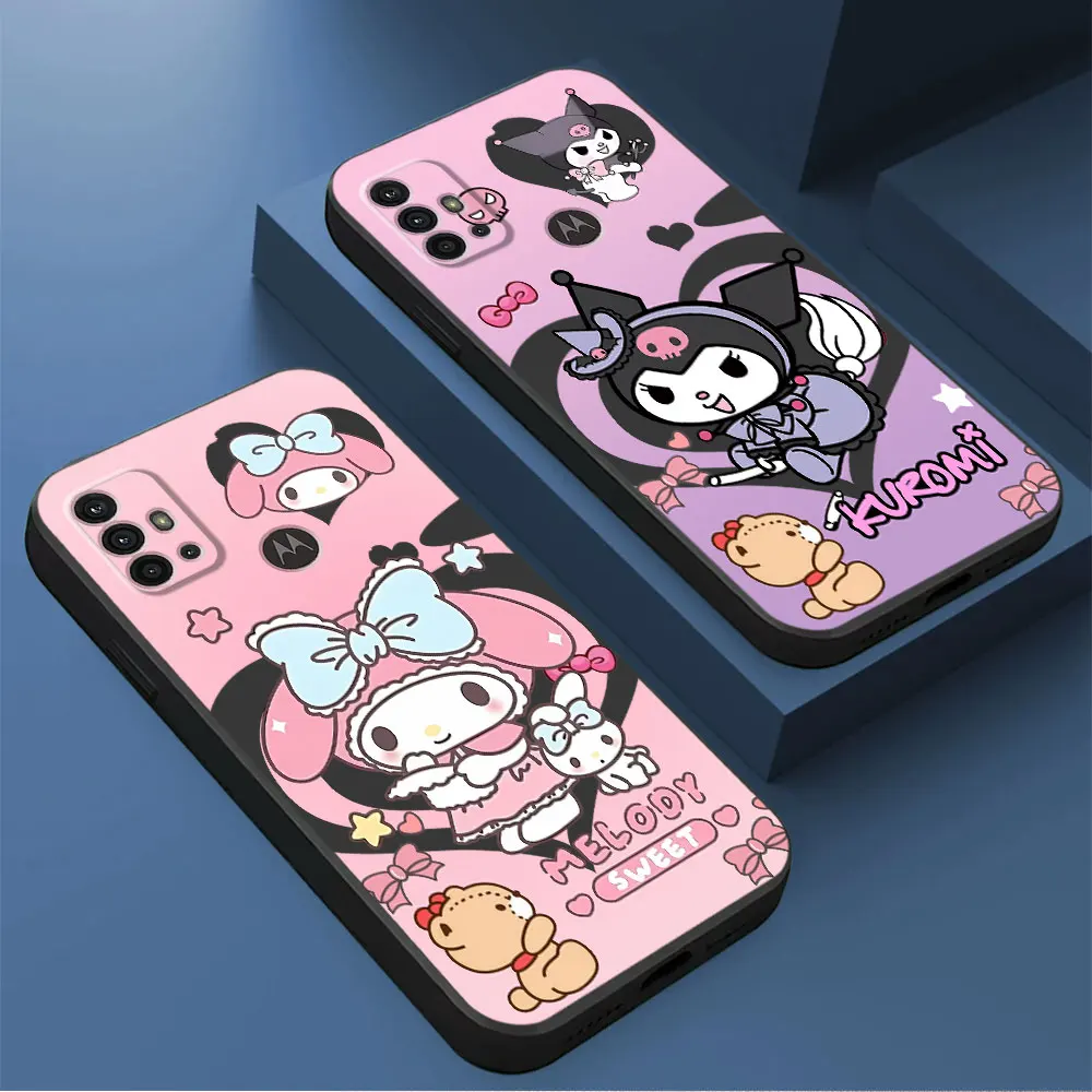 Black Soft Case for Motorola Moto G30 G51 G71 G72 G50 G32 G52 G53 G31 G22 G73 G60s G60 Back Anime Girl Hello Kitty Cute Cover