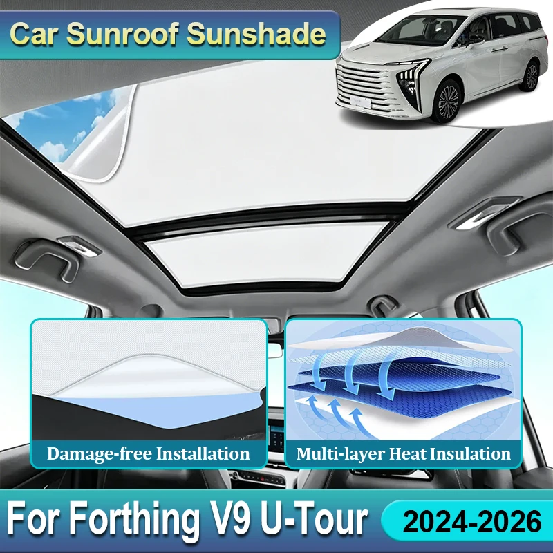 For Forthing V9 U-Tour Xinghai V9 Tiger Nine 2024 2025 2026 Panoramic Sunroof Suede Sunshade Sun Protection Accessories Interior