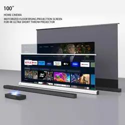 100 inch ALR Projector Screen Motorized Floor Rising Grey Crystal Projection Screen for 4K Ultra Short Throw Laser Projector