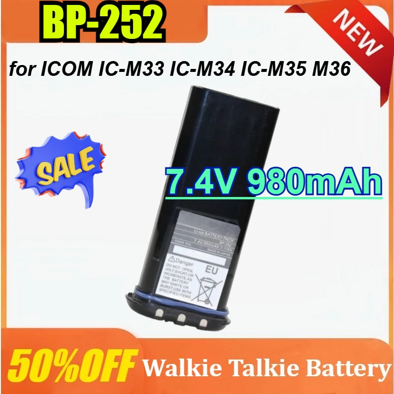 

New BP-252 7.4V 980mAh for ICOM IC-M33 IC-M34 IC-M35 M36 Walkie-talkie Battery
