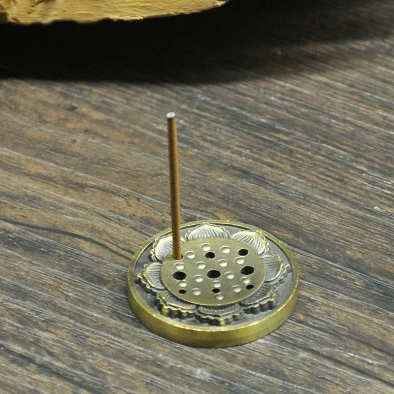 Vintage Copper Lotus Incense Holder Multi Hole Stand Indoor Aromatherapy Censer