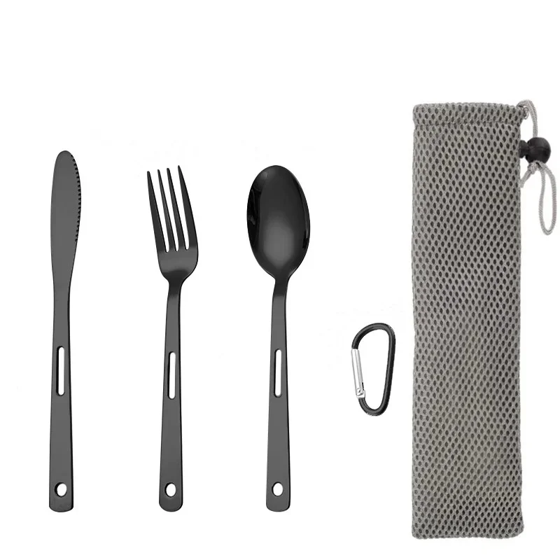 

Stainless Steel Tableware Ultralight Outdoor Portable Knife Fork Spoon Cutlery Camping Equipment Hiking Travel Flatware Set