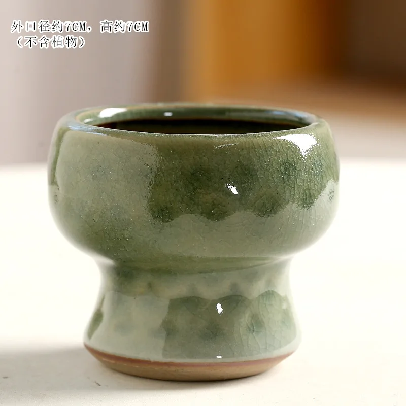 New Vintage Small Hot Succulent Pot Handheld Pot Creative Pastoral Meaty Group Flower Pot Ceramic Cute Meat Plants