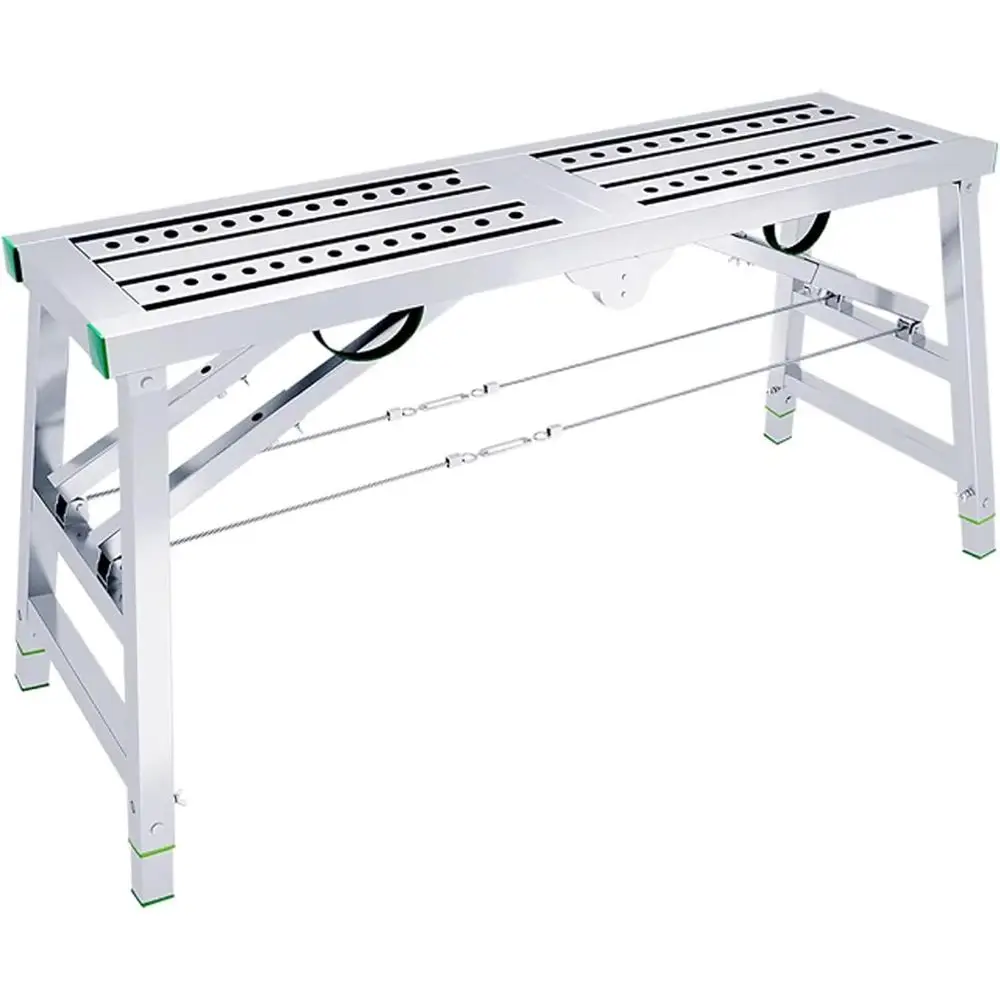 Portable Folding Scaffold Work Platform with 400kg Load Capacity, Carbon Steel, Height Adjustable, B-160cm