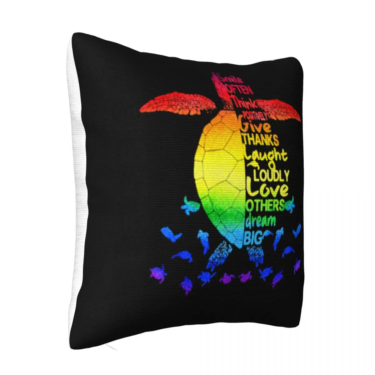 Smile Often Think Positively Give Thanks Laugh Loudly Love Others Dream Big Turtle Ocean M Pillow Case