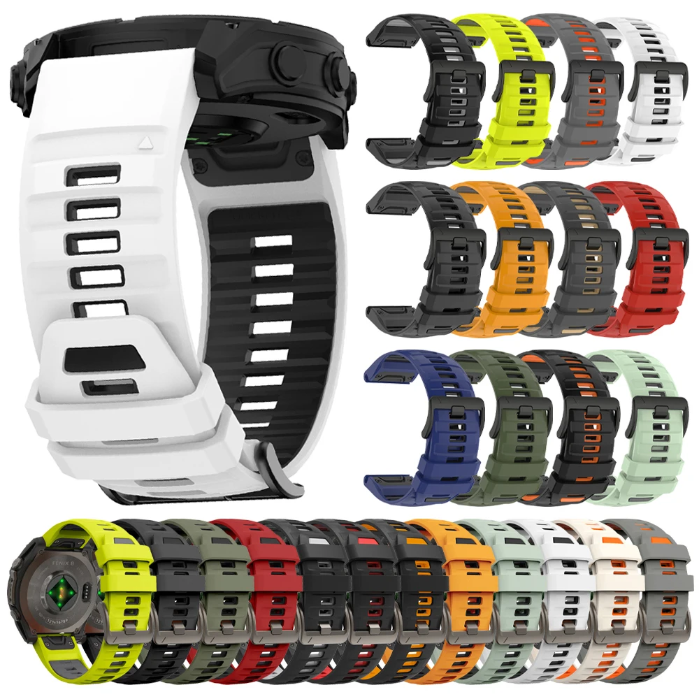QuickFit 26 22mm Silikonarmband für Garmin Fenix 8 47 51mm AMOLED Solar E 7 7X 6 6X 5 5X/MARQ/Enduro 3 2/Forerunner 970 Armband