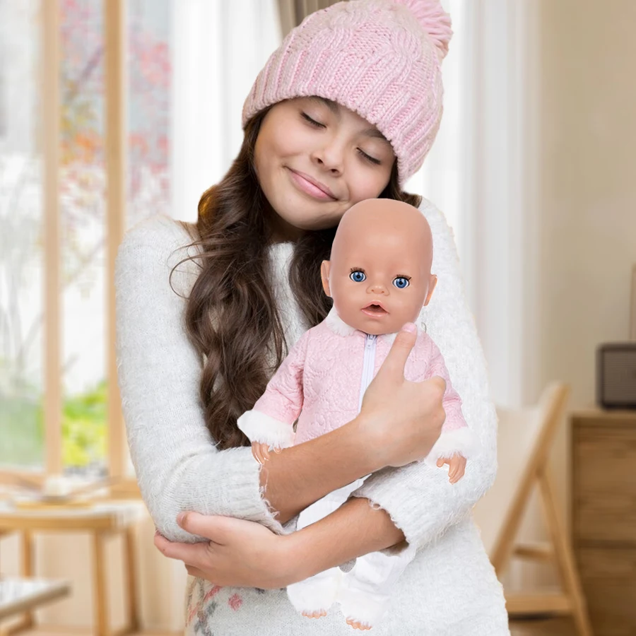 

Doll Clothes 18Inch/45cm Baby New Born Doll Pink Jacket+Sweat Pants Set For Rebirth Doll Americanog Doll Casual Wear Girl Gift