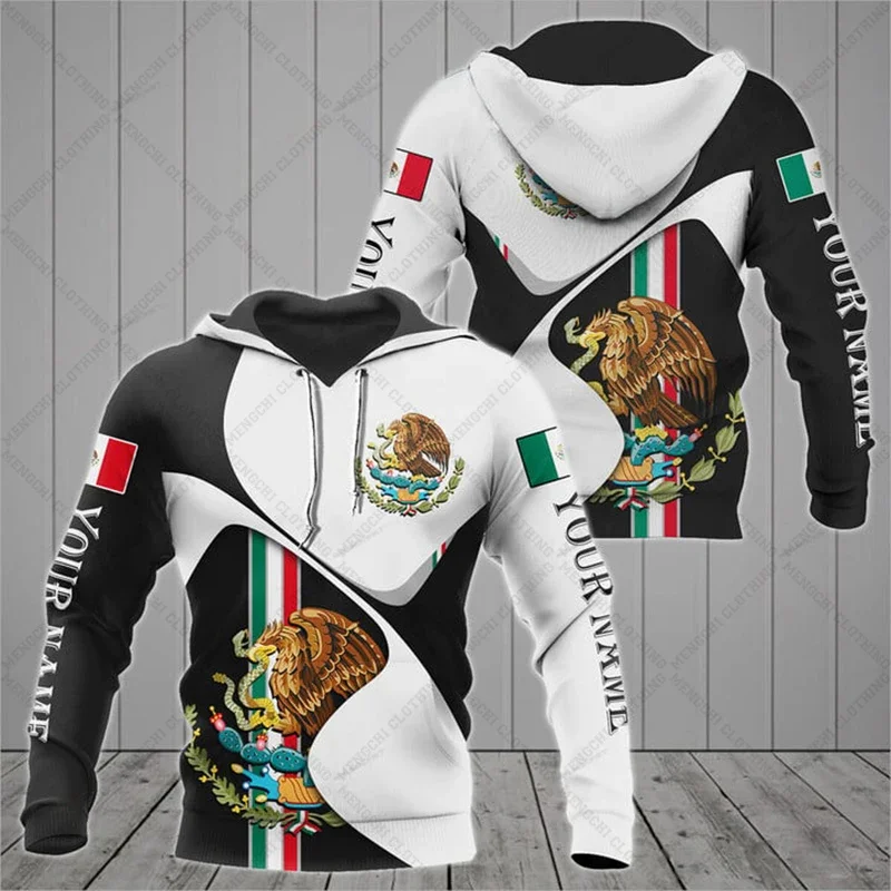 

Customize Mexico Emblem Graphic Unisex Hoodies Men's Fashion Loose Sweatshirts Autumn Pullover Outdoor Streetwear Tops Shirts