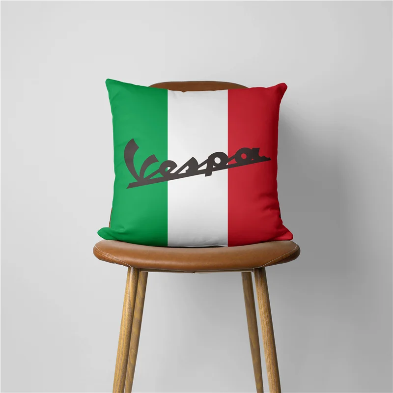 Italy Vespa Pillowcase Home Decor Cushion Cover 18*18 Inch Polyester Home Decor Sleeping Pillow Sofa Back Office