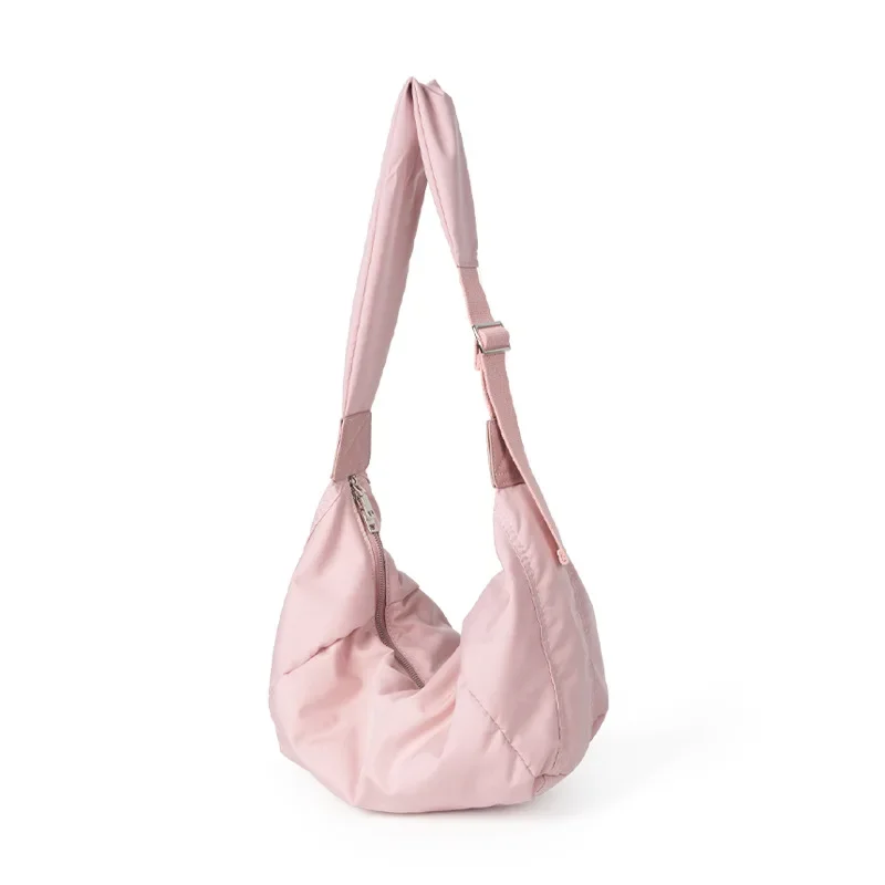 Korean Style New Design Women Shoulder Hobo Bag Large Nylon Casual Crossbody Underarm Bag for Female Ruched Sling Bag