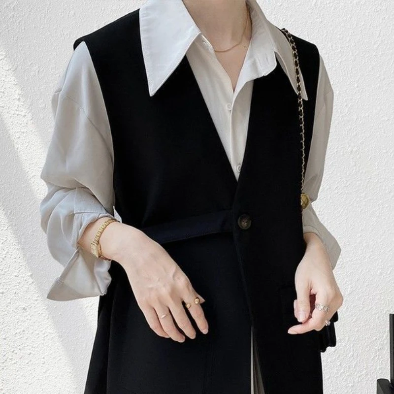 Gilet donna minimalista sciolto primavera tutto-fiammifero classico bottone singolo stile coreano moda puro Casual femmine Vintage scollo a v Chic