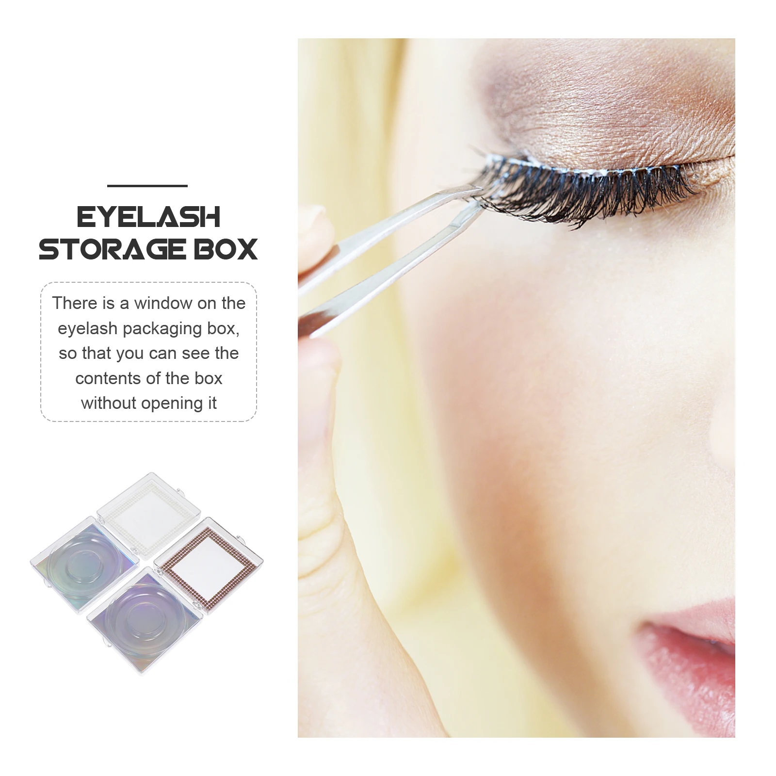 

2Pcs Eyelash Box Empty Lash Case Portable False Eyelash ganizer Tray Storage Compact Size Window Design Lightweight Home