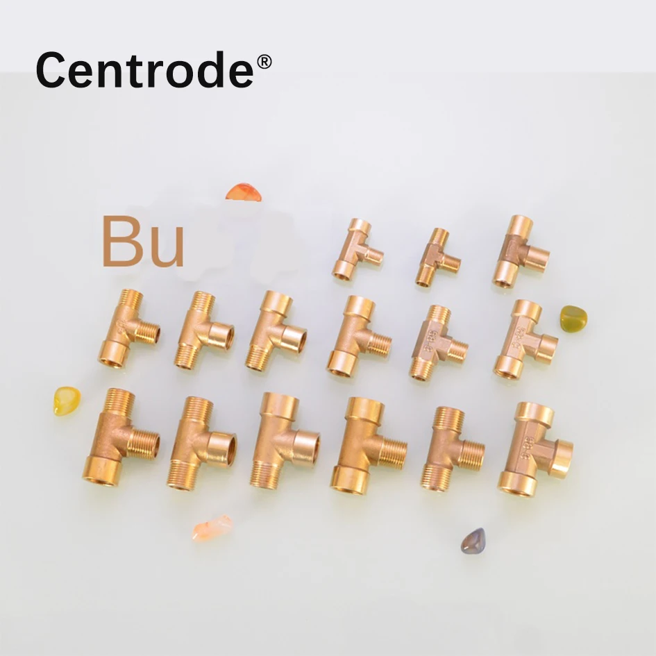 2pcs 1/4 IN tee three joints 1/8 IN 3/8 IN three outer teeth inner and outer wire G1 /4 reducer brass pneumatic mechanical parts