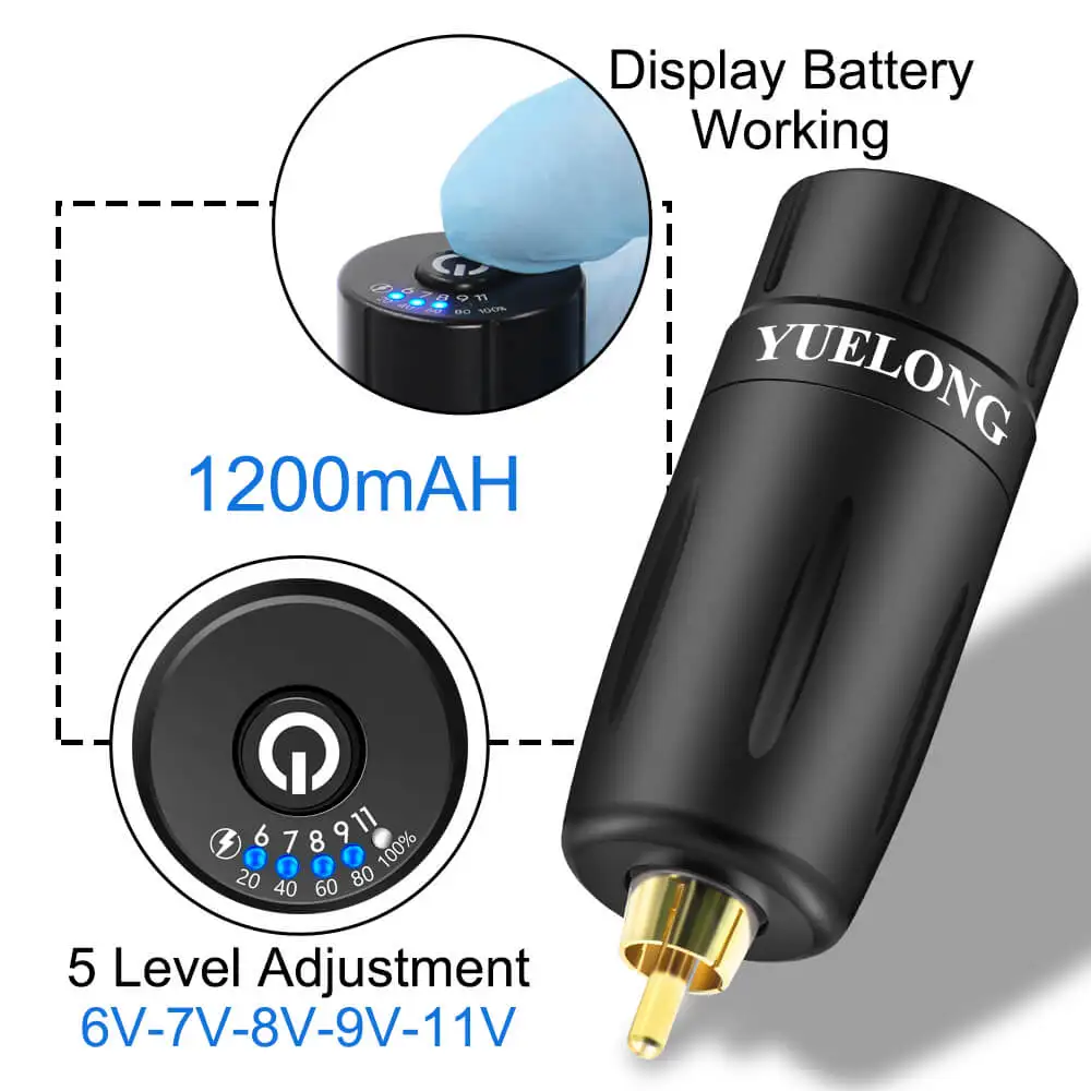 S1 Draadloze Tattoo Voeding Batterij Rca Interface 5-7 Uur Snel Opladen Voor Professionele Tattoo Pen Machine