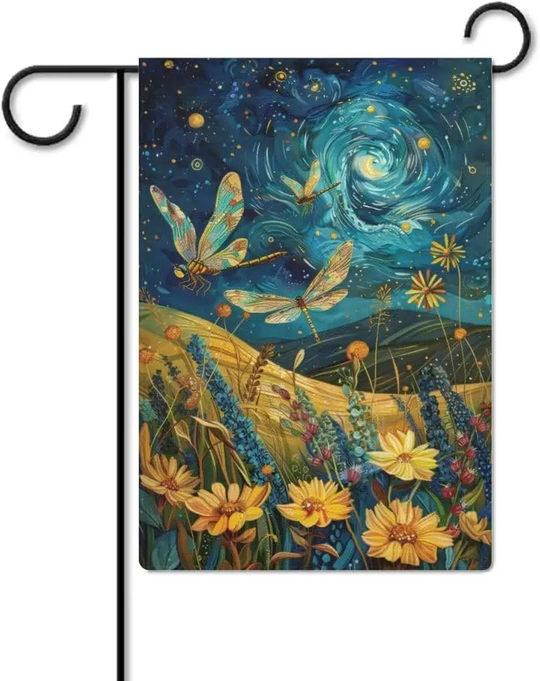 Welcome Summer Dragonfly-1 Garden Flag 12x18 Inch Double Sided for Outside Small Burlap Yard Flag, style