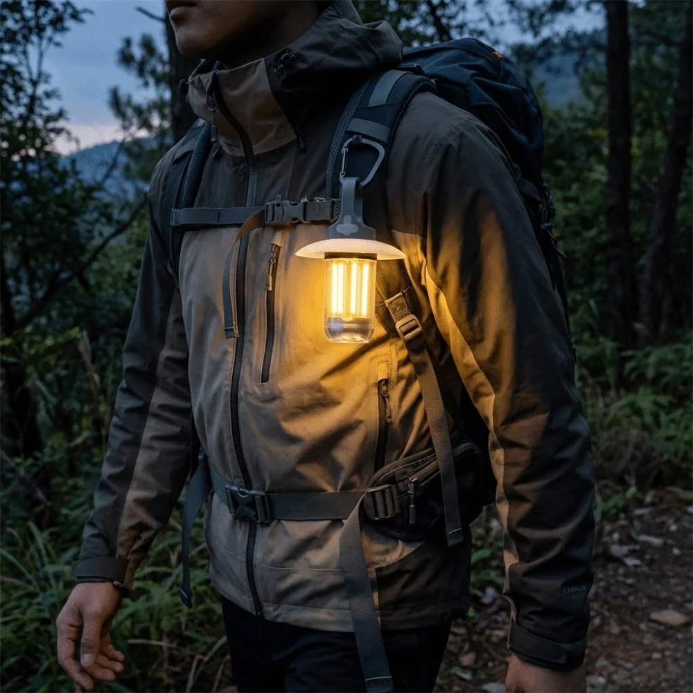Super Bright Rechargeable LED Light Waterproof Lightweight Camping Light 5 Lighting Modes Handheld Portable Flashlight Patio