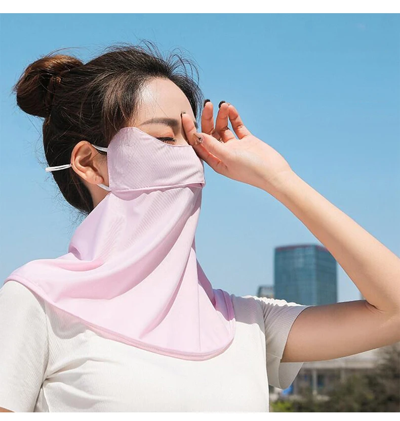 Women's Full Face UV Blocking Mask Ice Silk Sun Shield for Cycling Driving Dustproof Summer Sun Protection Face Cover
