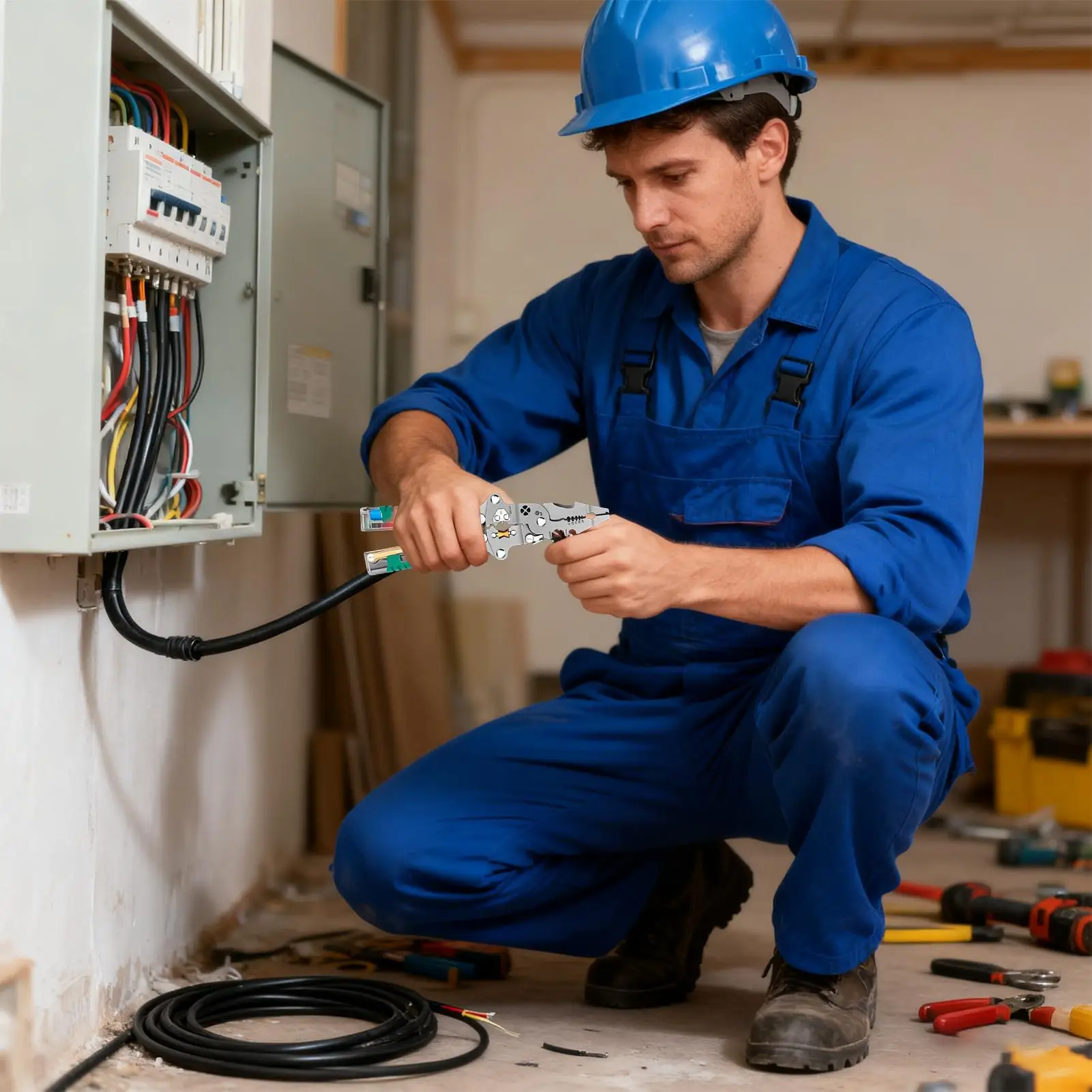 

Инструменты для зачистки электрических проводов 18-в-1, складные с тестером напряжения, инструмент для зачистки кабеля, электрический режущий инструмент для работы, ремонта автомобилей, HVAC