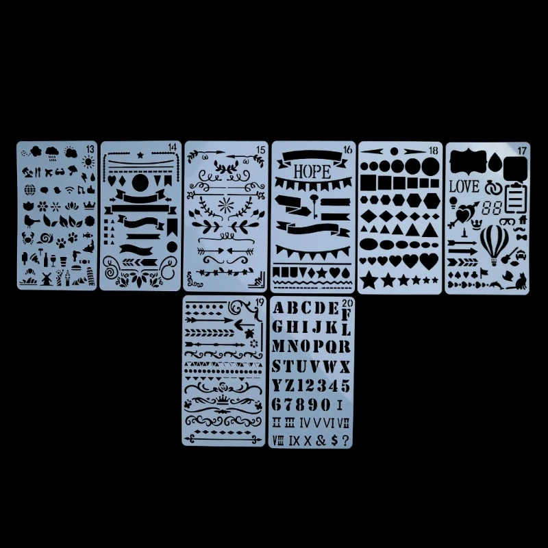 20 Pcs Journal Stencils Set Drawing Template Ruler DIY Painting Template Geometric Hollow Out Embossing Dropship