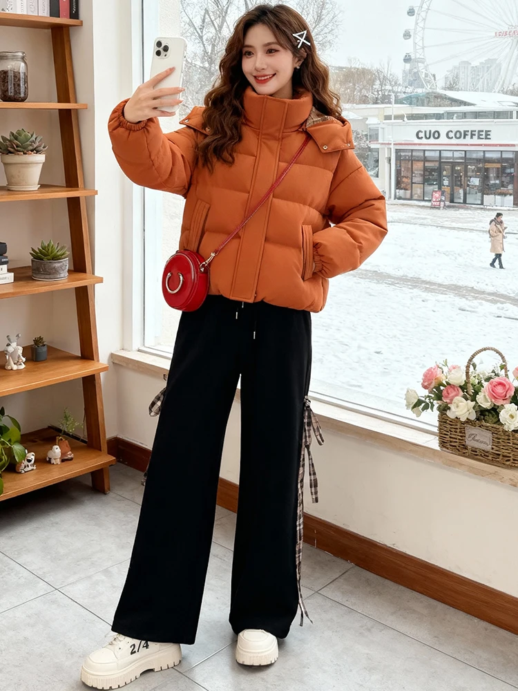 

Korean Sle Commute Warm ort Thiened Faionable Women's Coat Winter Sli Top Zipper Closure Long Sve Color
