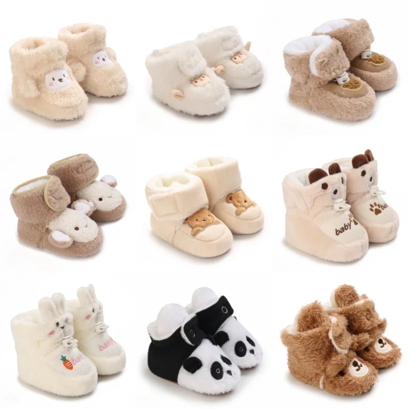

Baby Shoes Winter Thick Warm Cotton Shoes Men's and Women's Baby Walking Shoes 0-1 Year Old Cartoon Teddy Bear Cotton Shoes