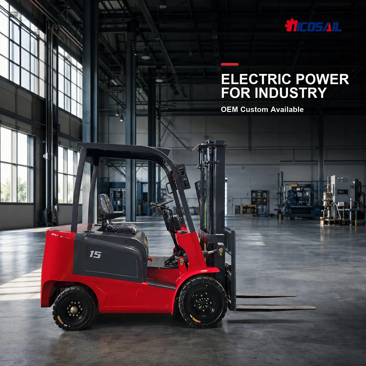 Customizable 3 Ton Electric Forklift Warehouse Lift Truck for Storage Center Pallet Handling and Material Transport