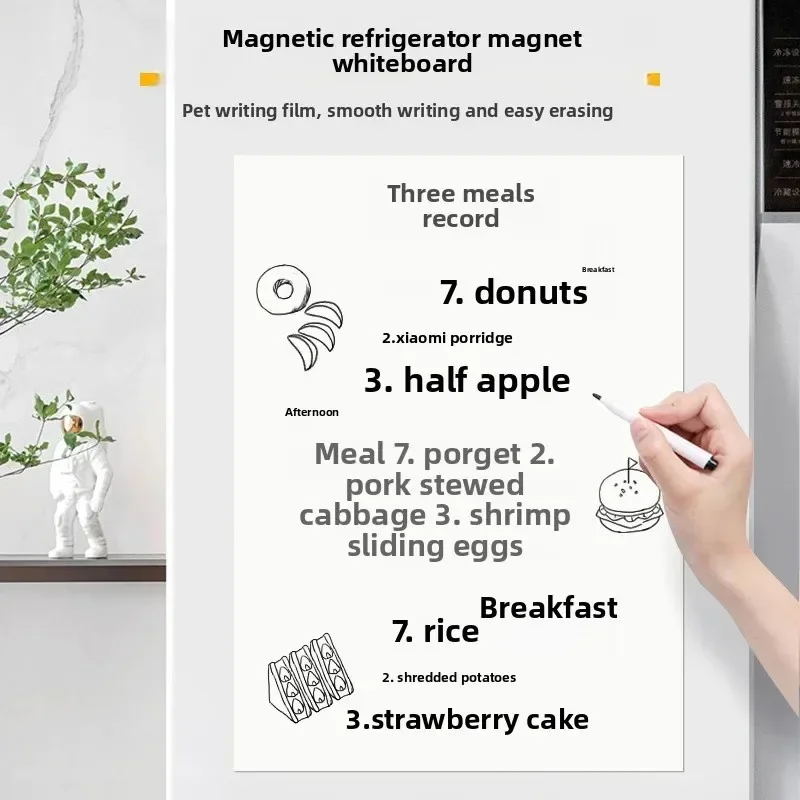 A3A4 Magnetic Refrigerator Sticker Small Whiteboard Erasable Pet Home Office Message Writing Board Magnetic Soft Whiteboard