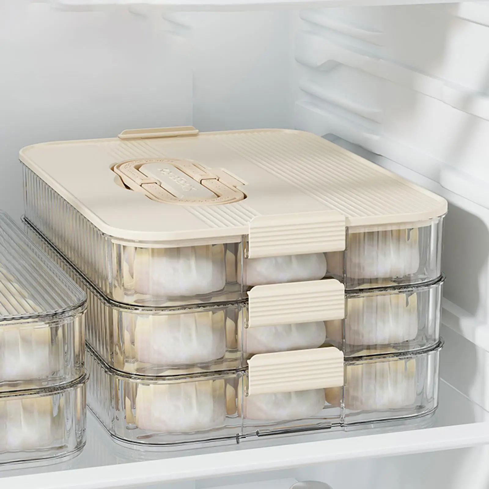 

Multipurpose Dumplings Box Stackable Refrigerator Organizer Food Safe Storage Tray for Home Cooking
