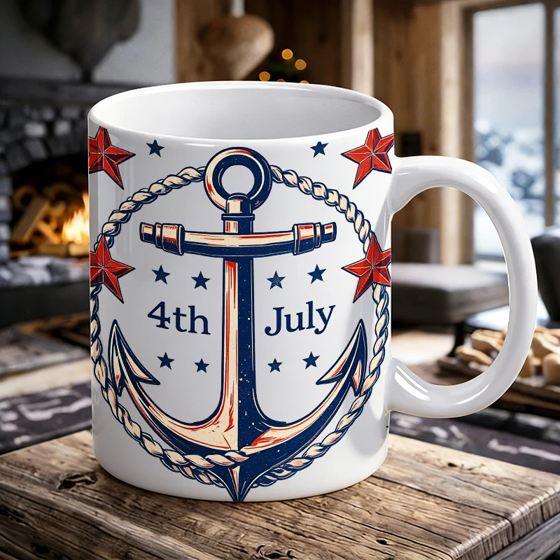 

Independence Day Mug Coffee Cup Ceramic Cup Independence Day Anchor Patriotic Wall Art Print