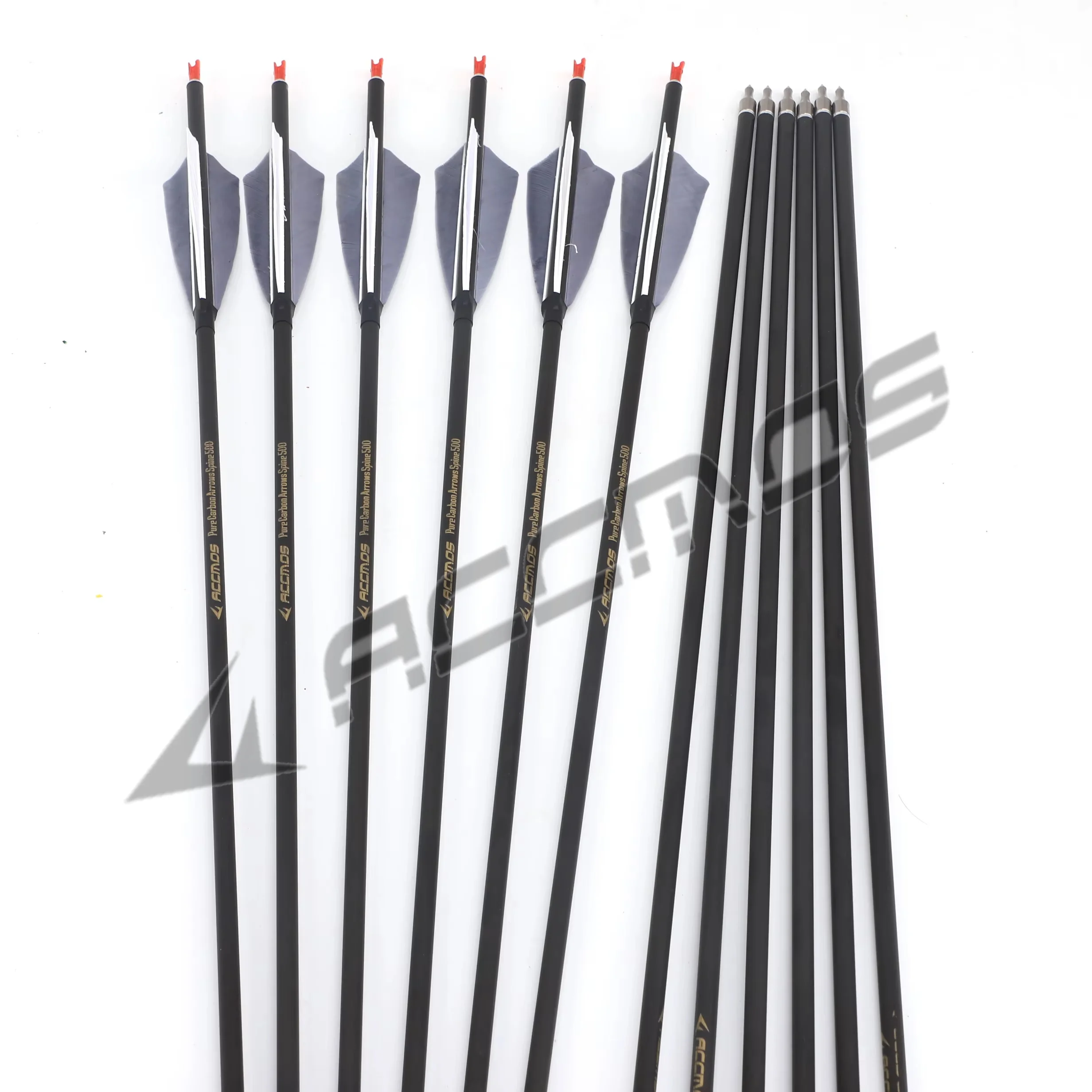 6pcs ID6.2mm 23-31inch Archery Carbon Arrow Hunting Spine 300/350/400/500/600/700/800