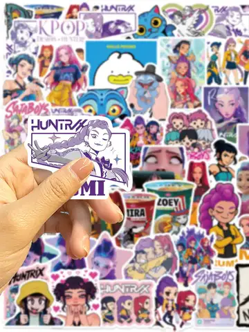 60PCS K-POP DEMON HUNTERS HUNTR/X Cartoon Graffiti Stickers Phone Guitar Laptop Notebook Suitcase Waterproof Sticker Kids Toys