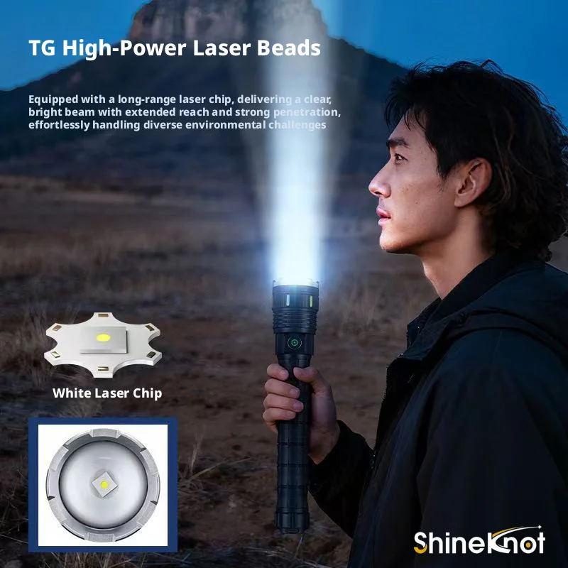 SHINEKNOT Outdoor Ultra Bright Long-Range Rechargeable Strong Light Variable Zoom Flashlight With Long Battery Life