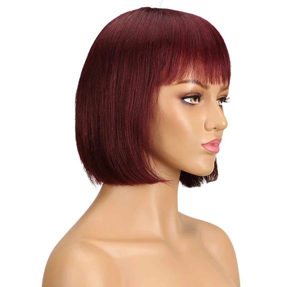 Kurze Bob Perücken mit Pony für Frauen natürliche kurze gerade Echthaar Perücken p4/30 Highlight Ombre braun kurze Bob brasilia nische Perücken