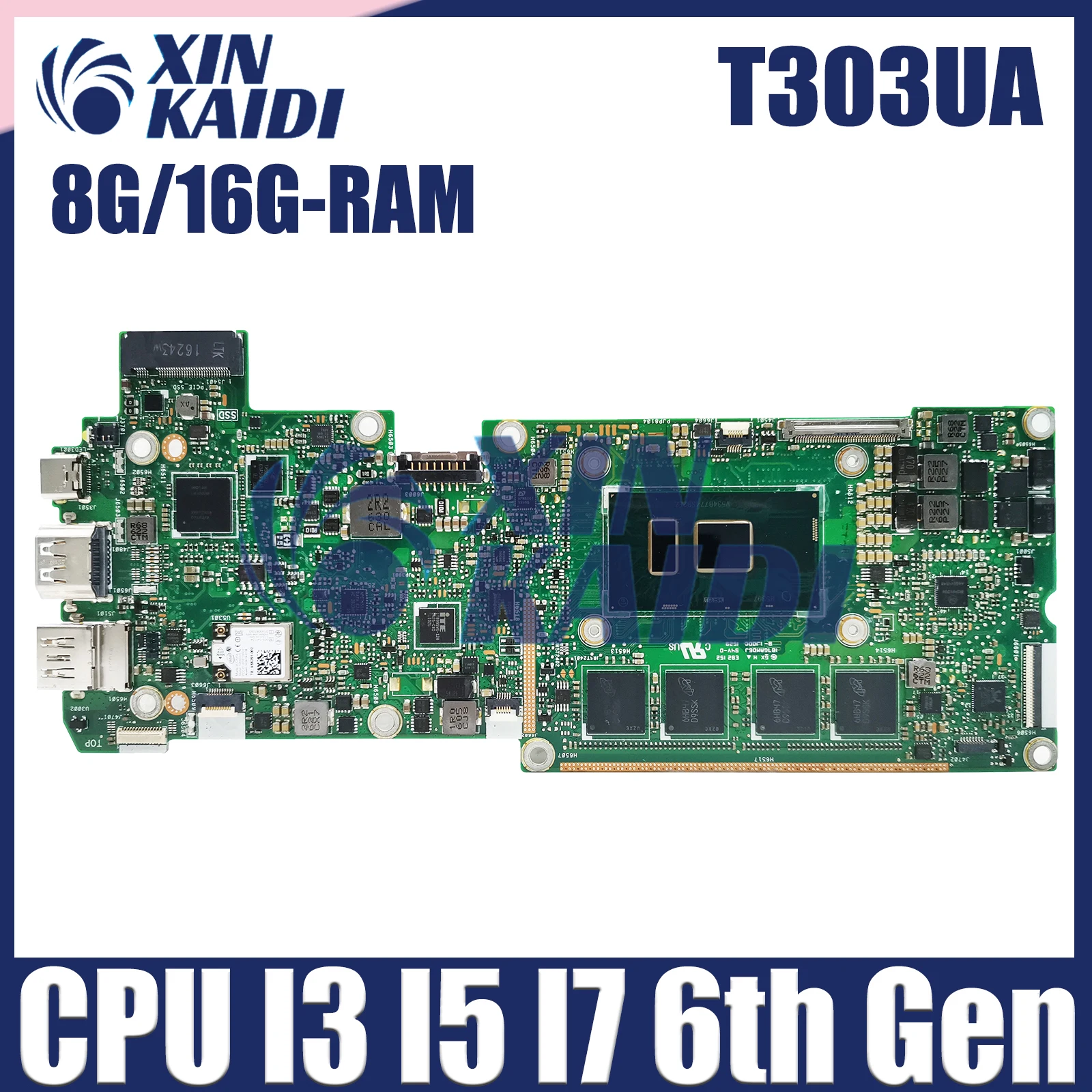 T303UA Mainboard For ASUS Transformer 3 Pro T303U T303 Laptop Motherboard CPU I3 I5 I7 6th Gen 8G/16G RAM