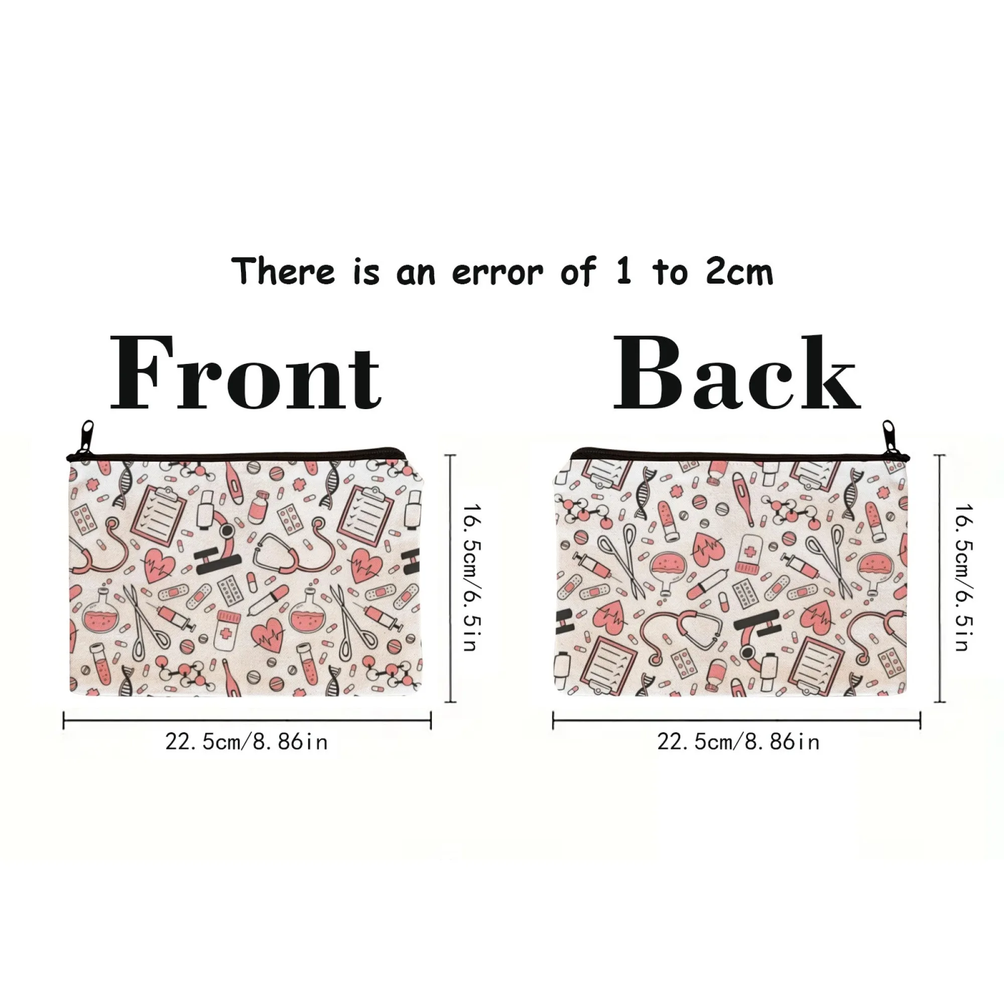 حقيبة تخزين المكياج مع حبوب ونمط حقنة، تصميم سحاب خفيف الوزن قابل للطي، مناسب للمعلمين والأطباء والممرضات