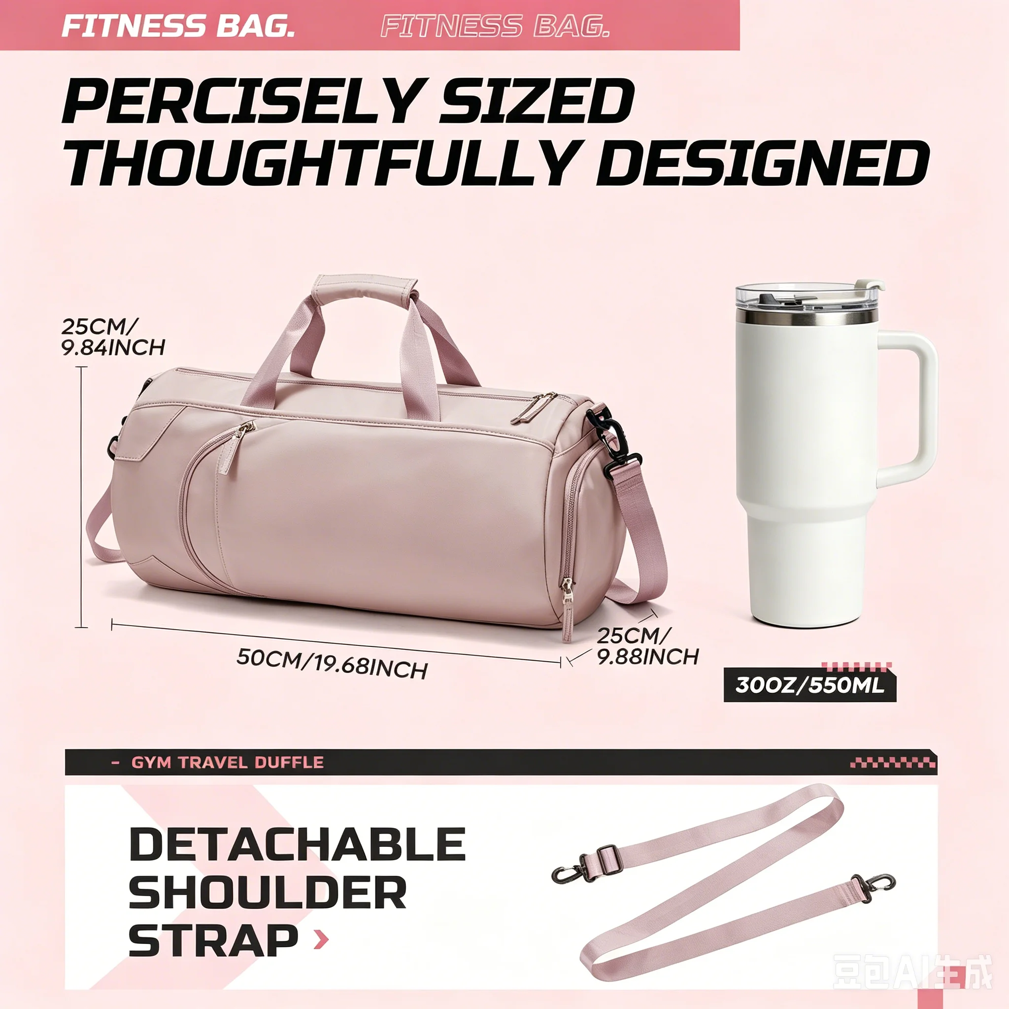 Sports Bag & Travel Bag for Women Men's Training Bag with Shoe Compartment Swimming Bag Fitness Gym Bag Hand Luggage Duffel Bag - view 2