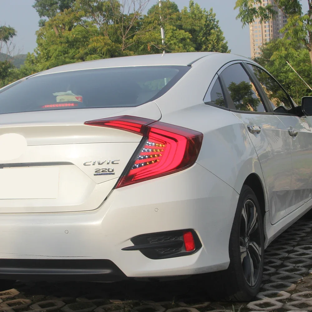 

Автоматические задние фонари в сборе для Honda Civic X 10th FC FK7 FK8 2016-2021, обновление автомобиля, светодиодный динамический сквозной задний фонарь, аксессуары для инструментов